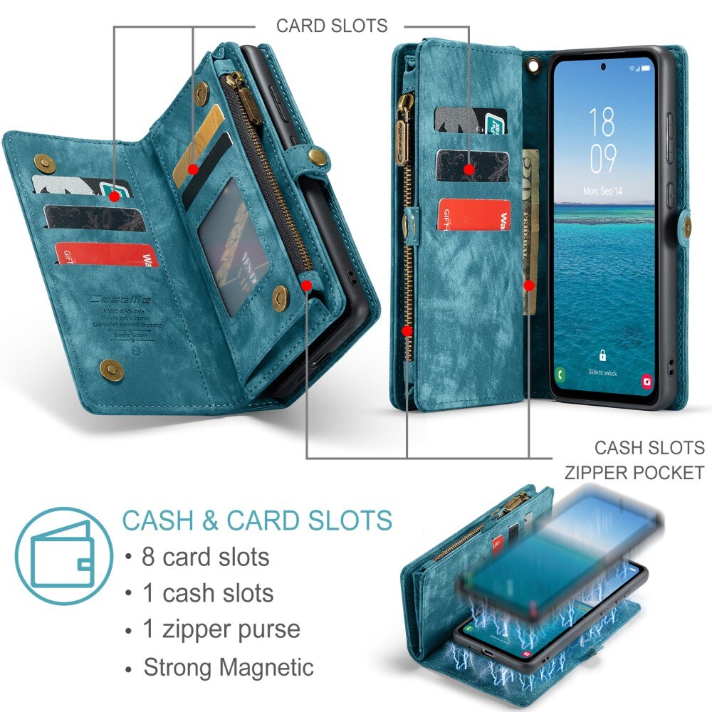 Multi-slot Lommeboksetui Samsung Galaxy A55 Blå