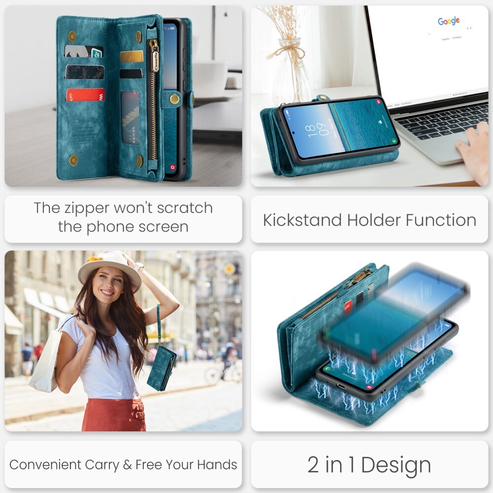 Multi-slot Lommeboksetui Samsung Galaxy A55 blå