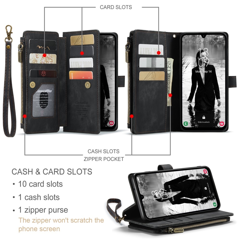 Zipper Wallet Samsung Galaxy A15 svart