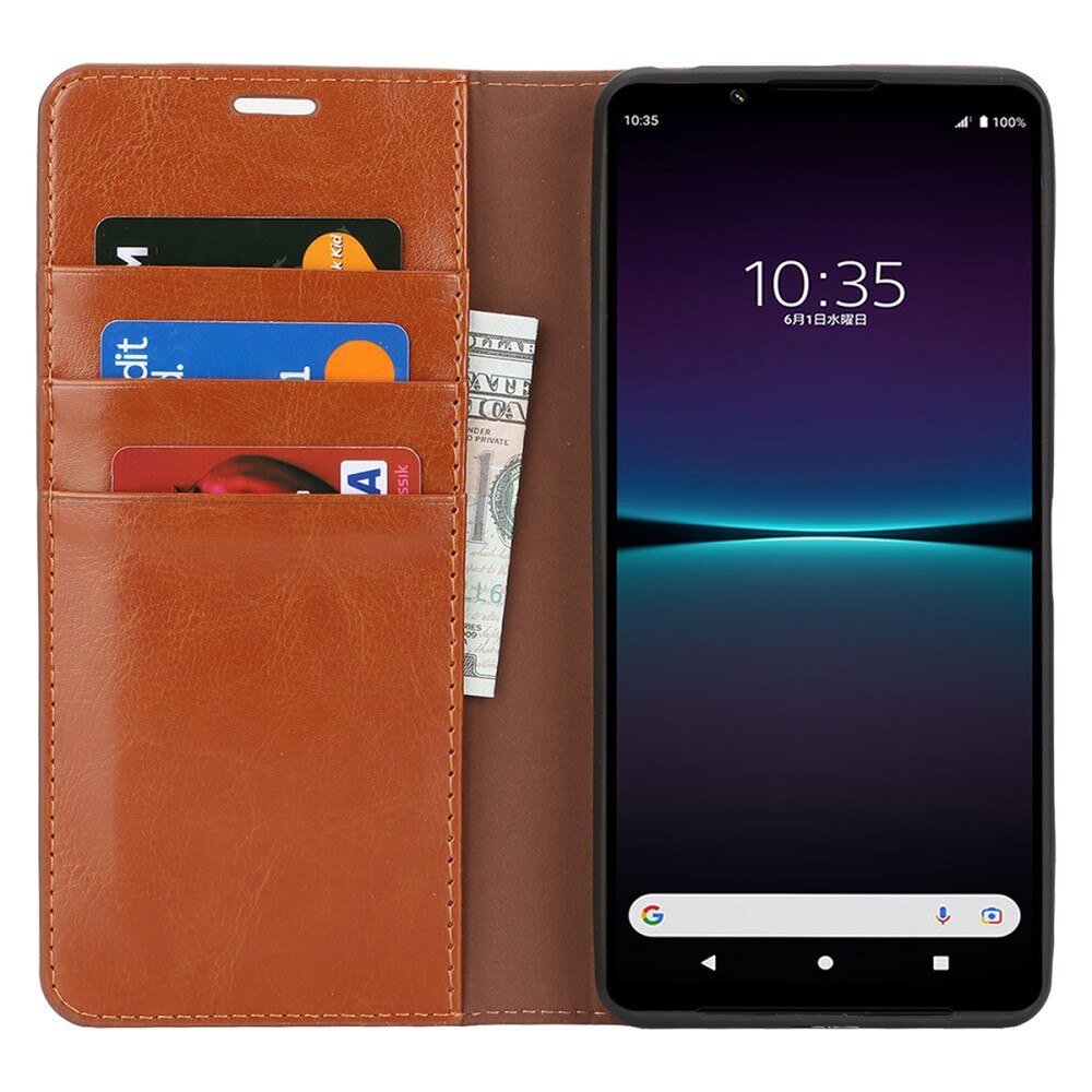 Mobiletui Ekte Lær Sony Xperia 1 VI Brun