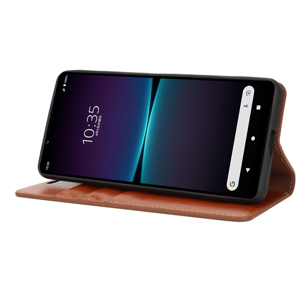 Mobiletui Ekte Lær Sony Xperia 1 VI Brun