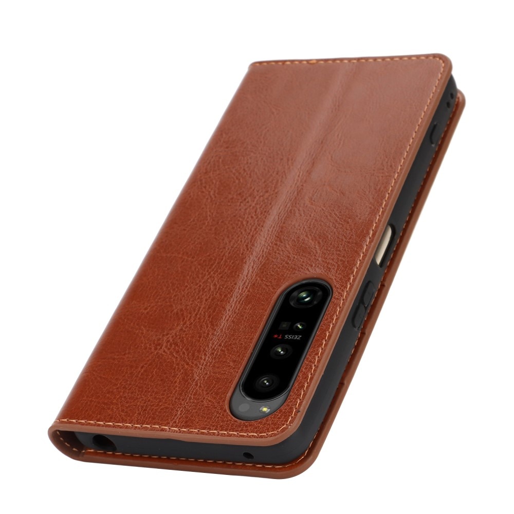 Mobiletui Ekte Lær Sony Xperia 1 VI Brun
