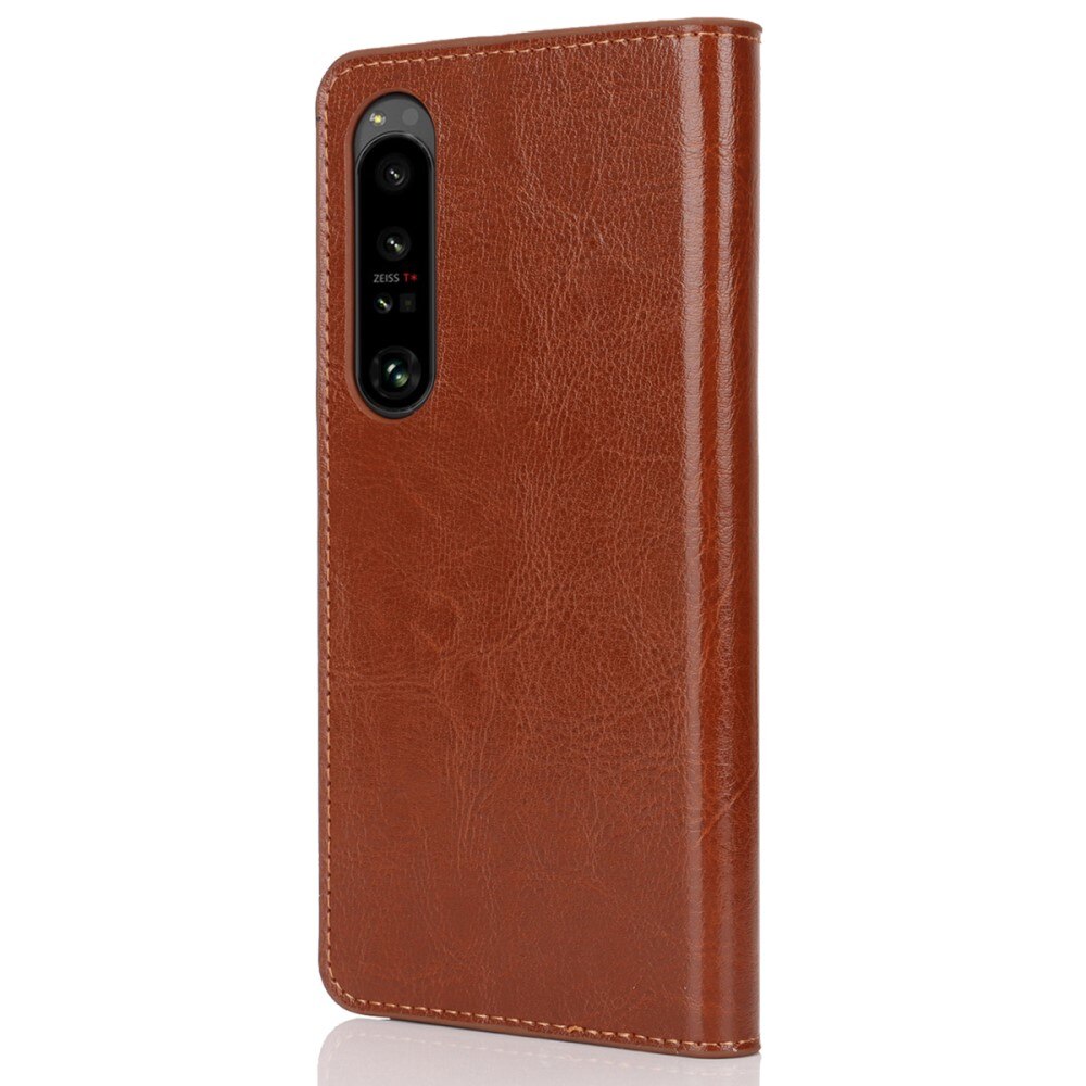 Mobiletui Ekte Lær Sony Xperia 1 VI Brun