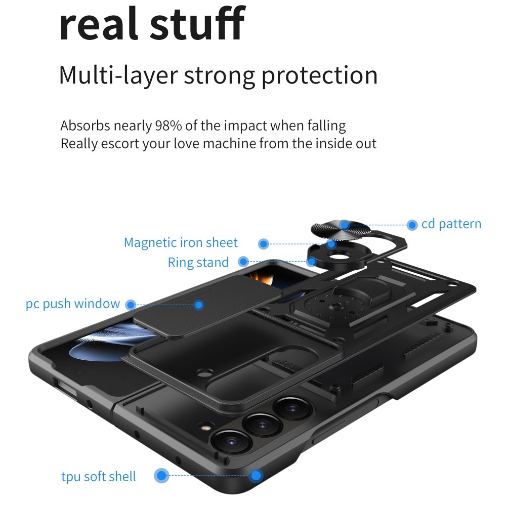 Hybriddeksel Tech Ring+Kamerabeskyttelse Samsung Galaxy Z Fold 6 svart