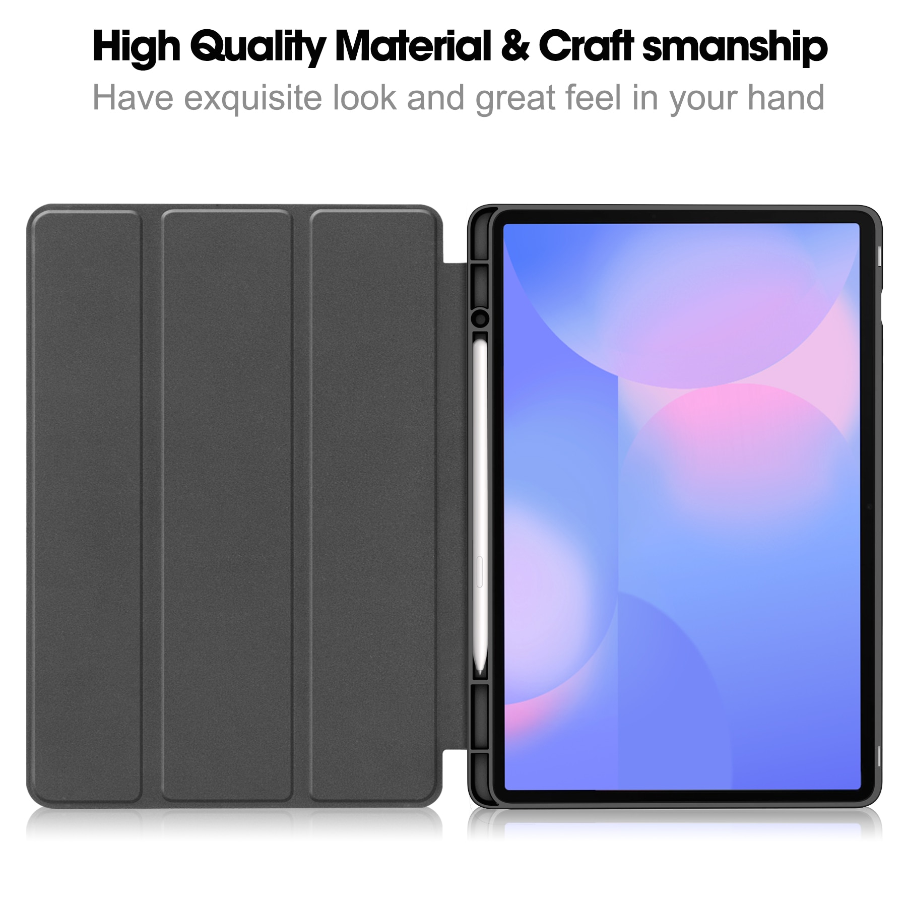 Samsung Galaxy Tab S10 FE Plus Etui Tri-fold Pencil-holder Svart