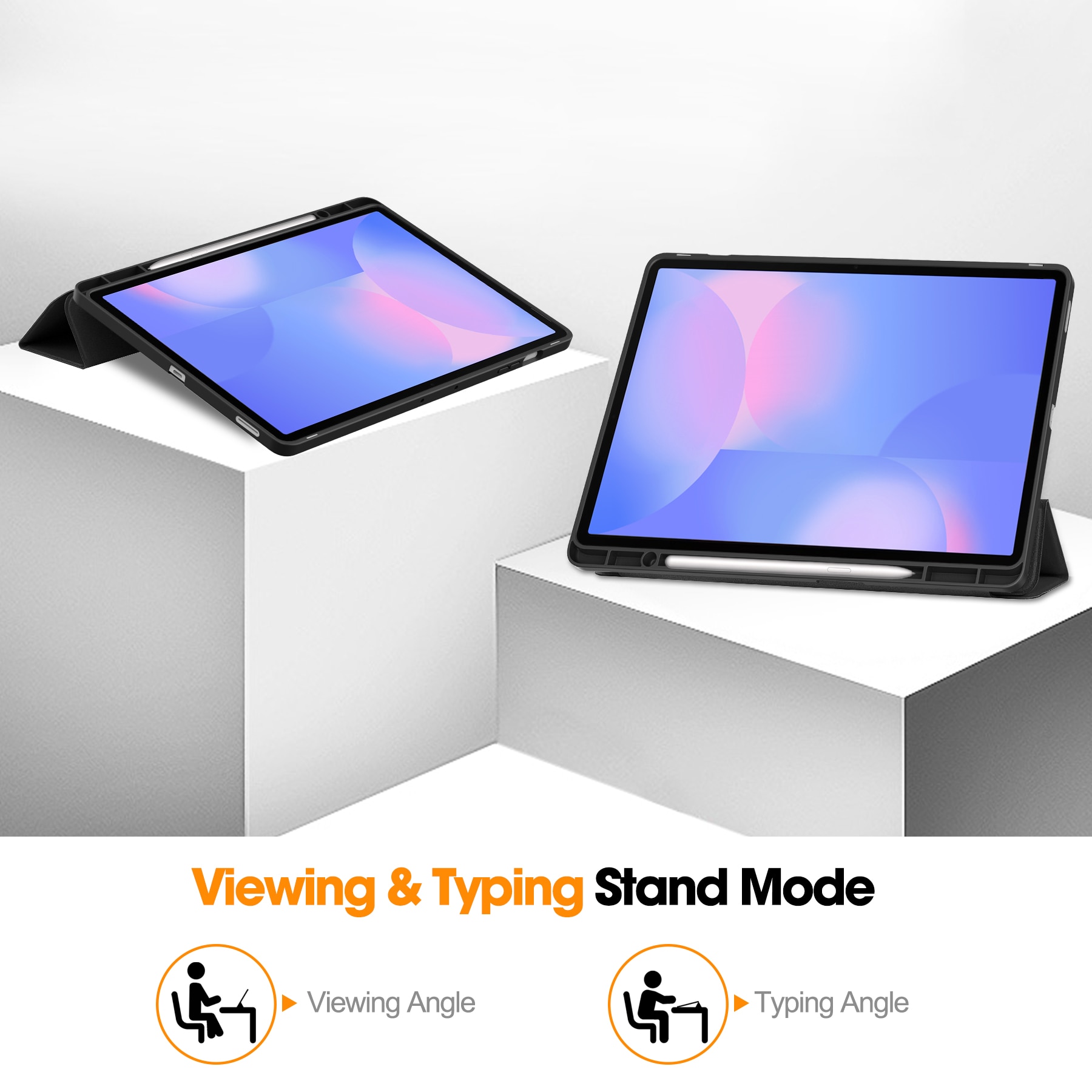 Samsung Galaxy Tab S10 FE Plus Etui Tri-fold Pencil-holder Svart