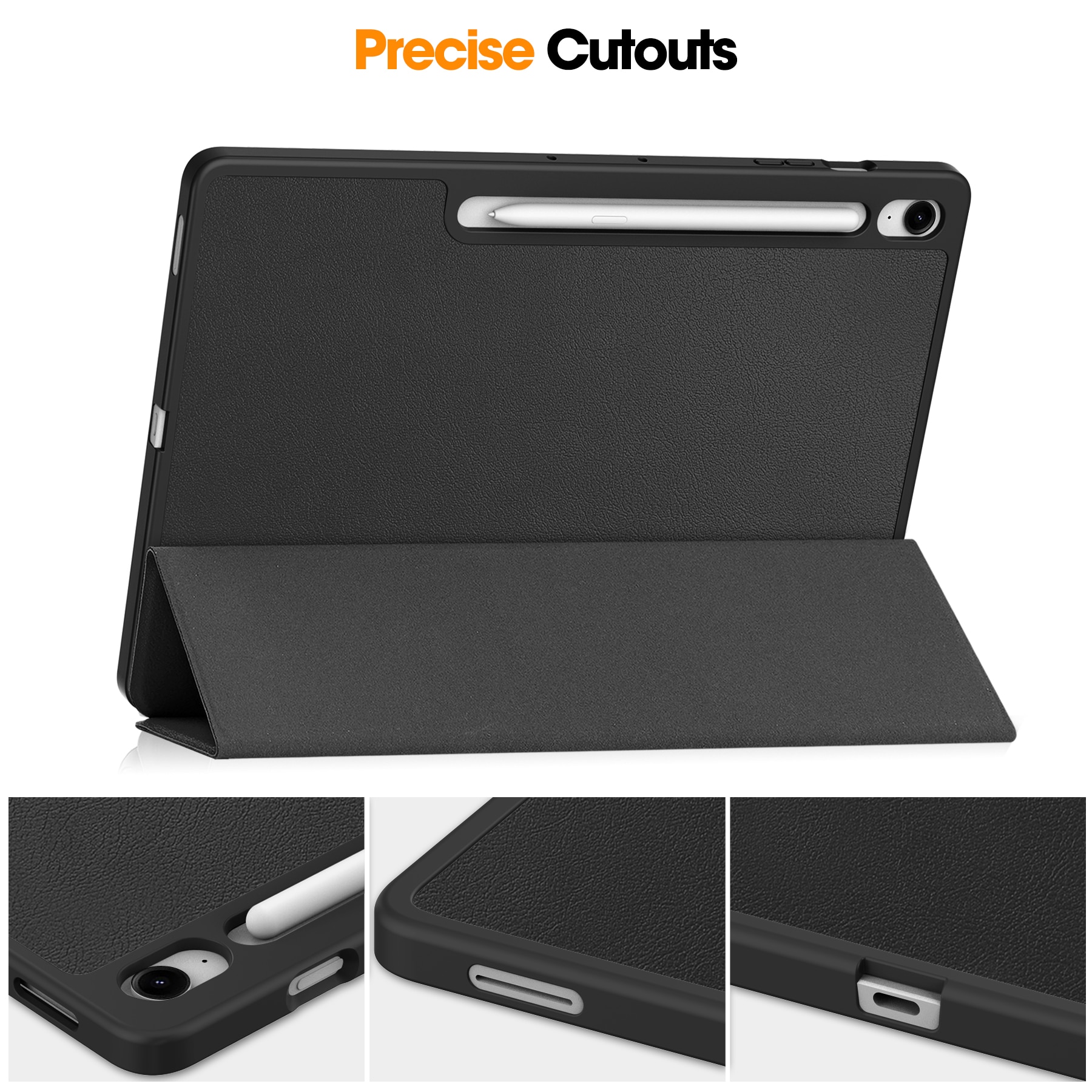 Samsung Galaxy Tab S10 FE Plus Etui Tri-fold Pencil-holder Svart