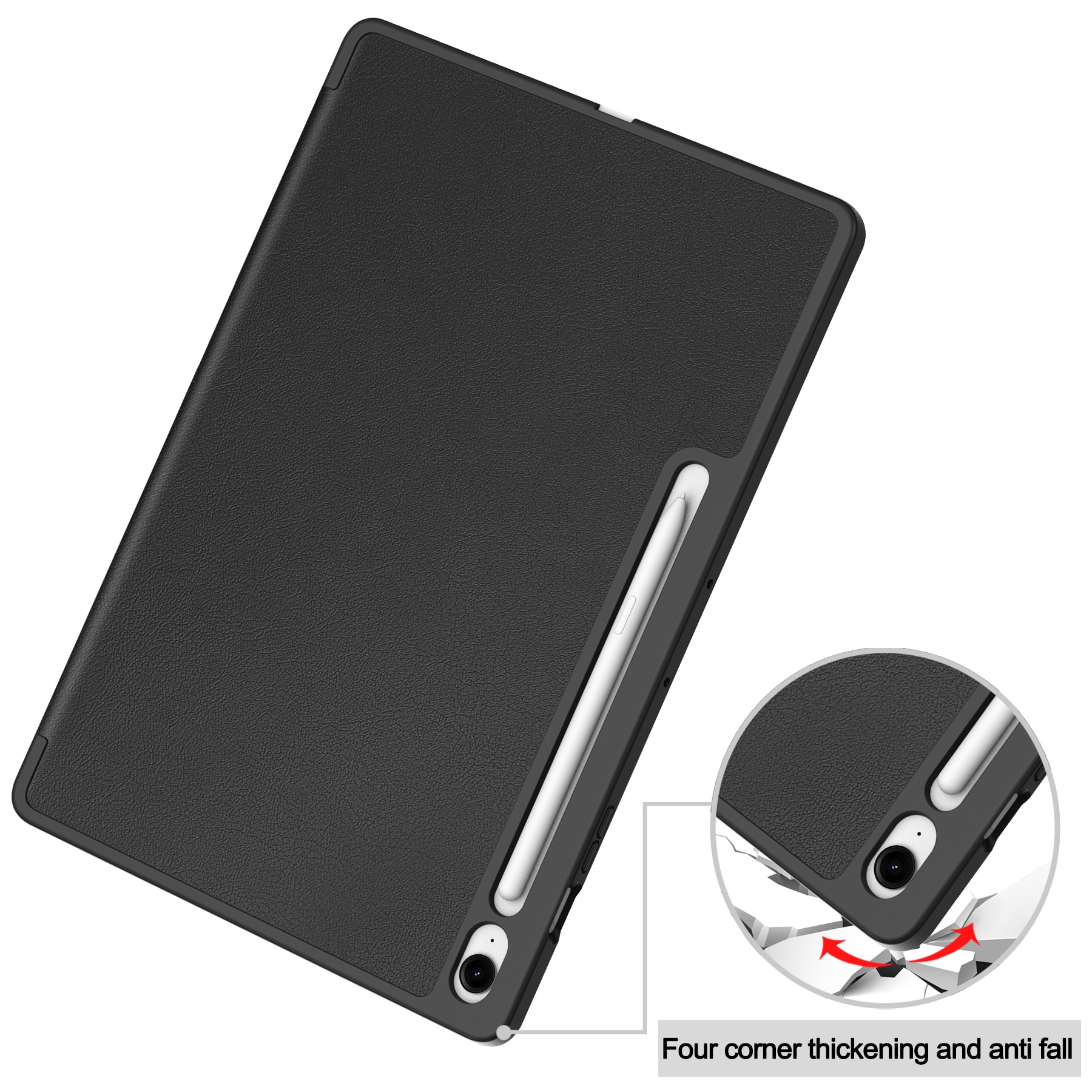 Samsung Galaxy Tab S10 FE Plus Etui Tri-fold Pencil-holder Svart