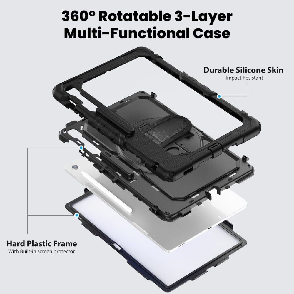 Støtsikker Full Protection Hybriddeksel Samsung Galaxy Tab S10 FE Plus svart