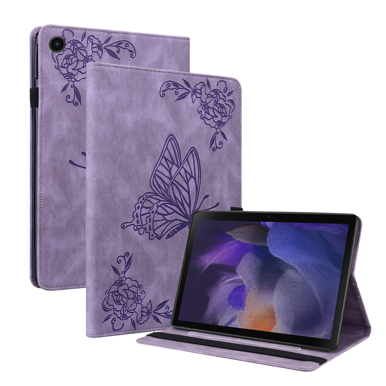 Lærveske Sommerfugler Samsung Galaxy Tab A11 Plus Lilla