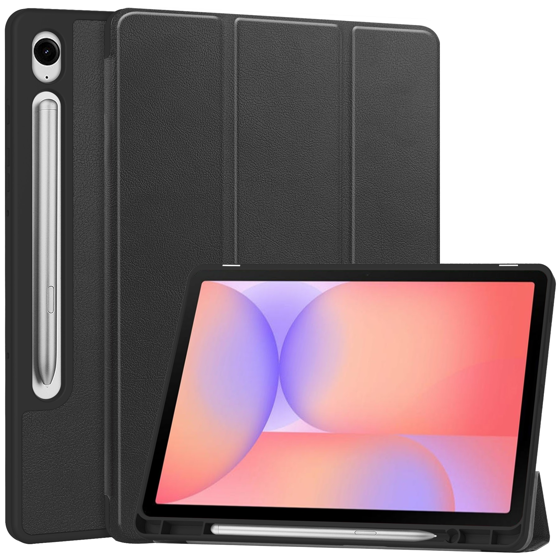 Samsung Galaxy Tab S10 Lite Etui Tri-fold Pencil-holder Svart
