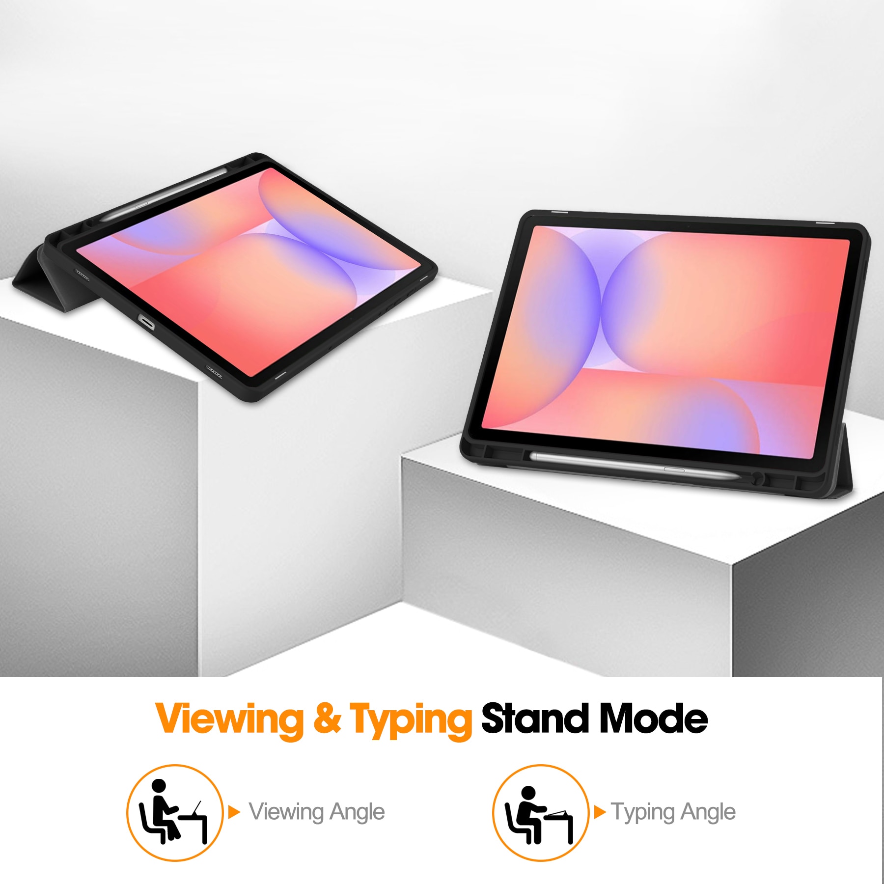 Samsung Galaxy Tab S10 Lite Etui Tri-fold Pencil-holder Svart