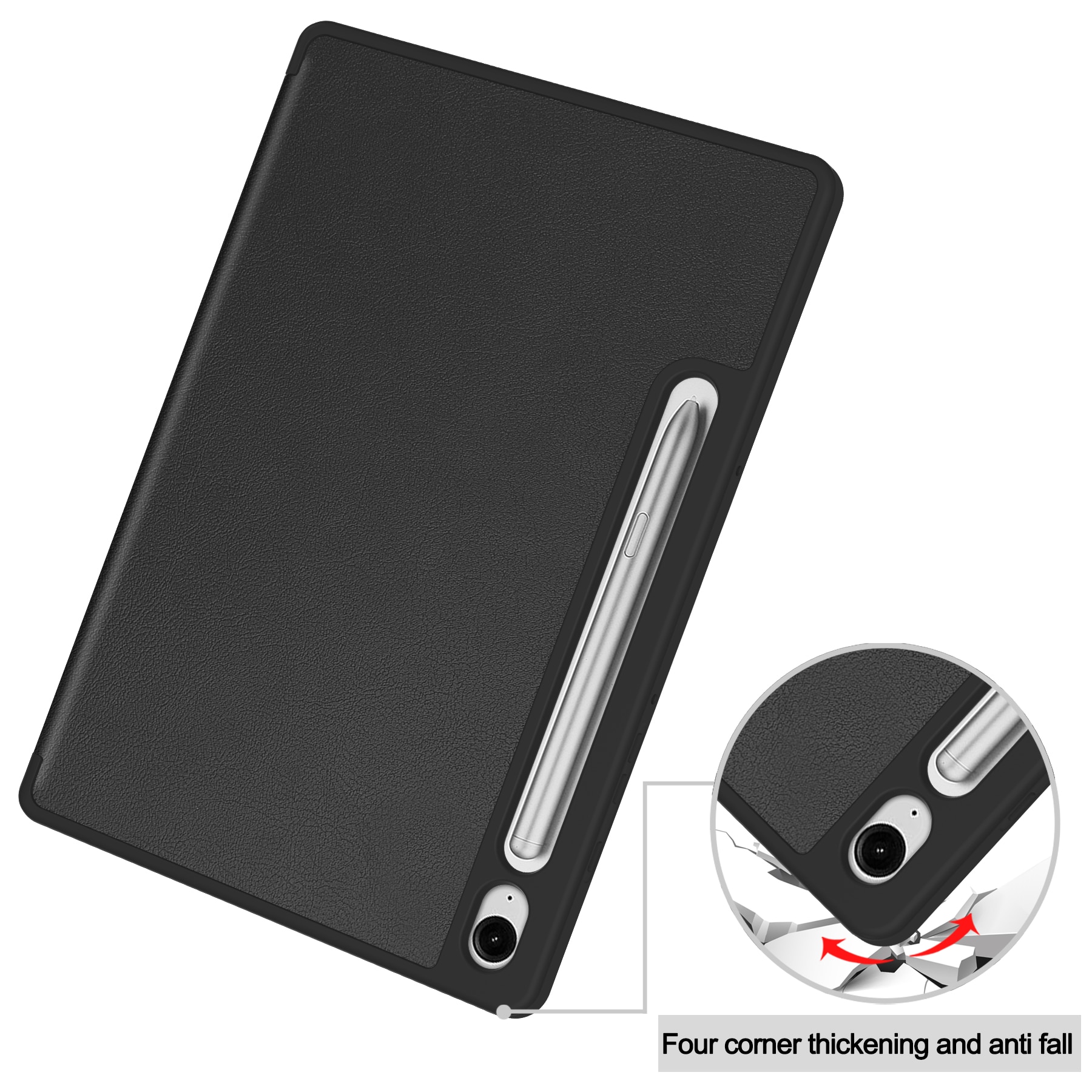 Samsung Galaxy Tab S10 Lite Etui Tri-fold Pencil-holder Svart