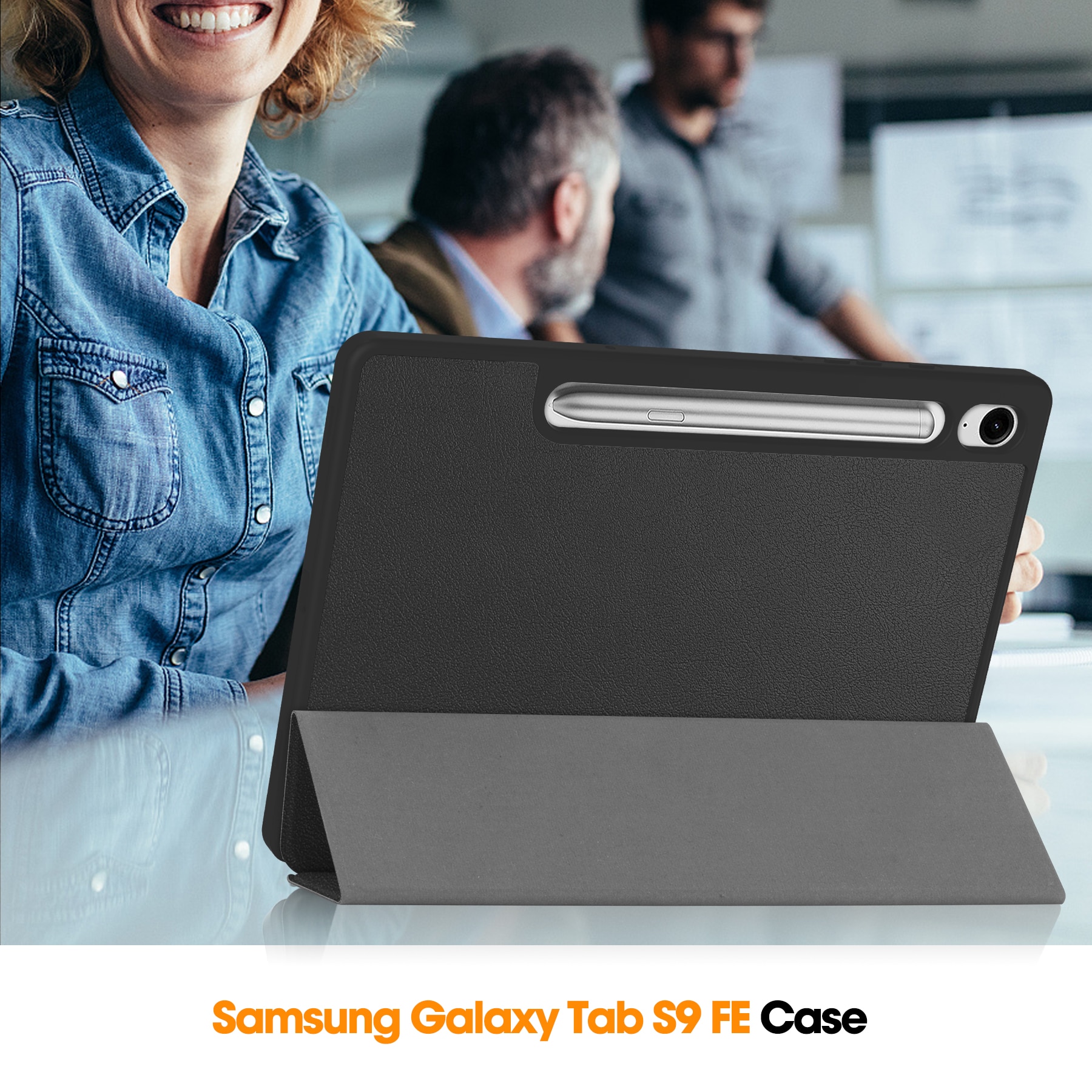 Samsung Galaxy Tab S10 Lite Etui Tri-fold Pencil-holder Svart
