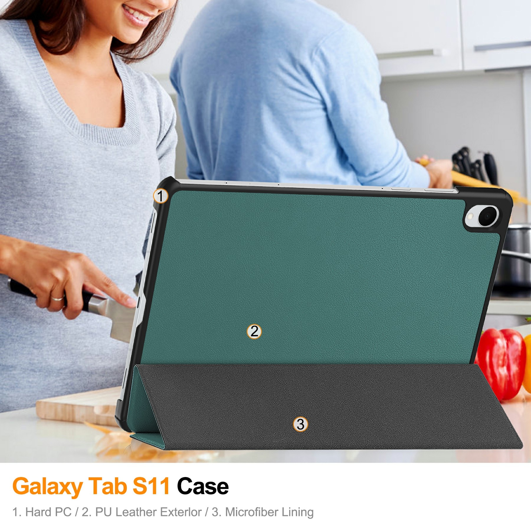 Etui Tri-fold Samsung Galaxy Tab S11 Grønn