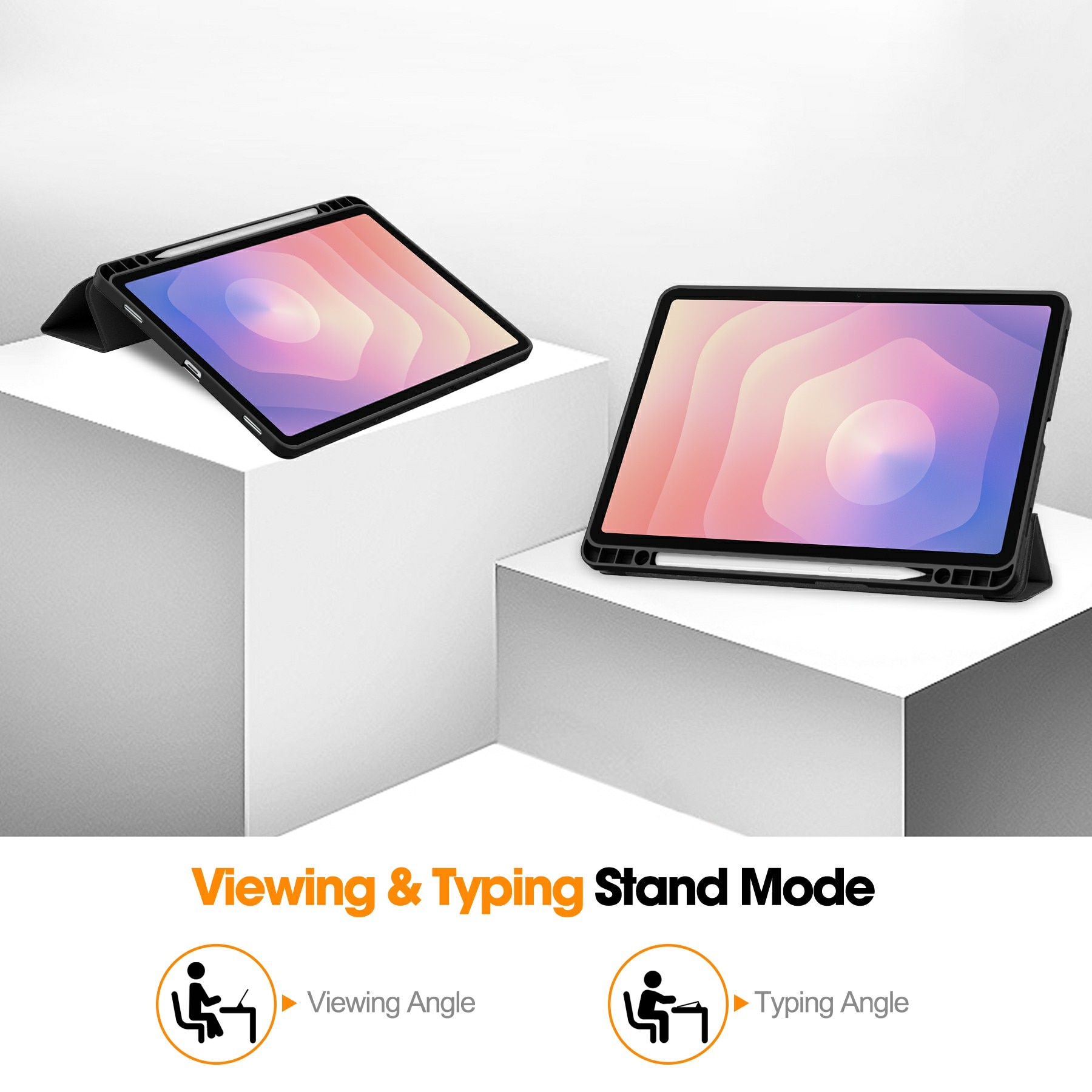 Samsung Galaxy Tab S11 Etui Tri-fold Pencil-holder Svart