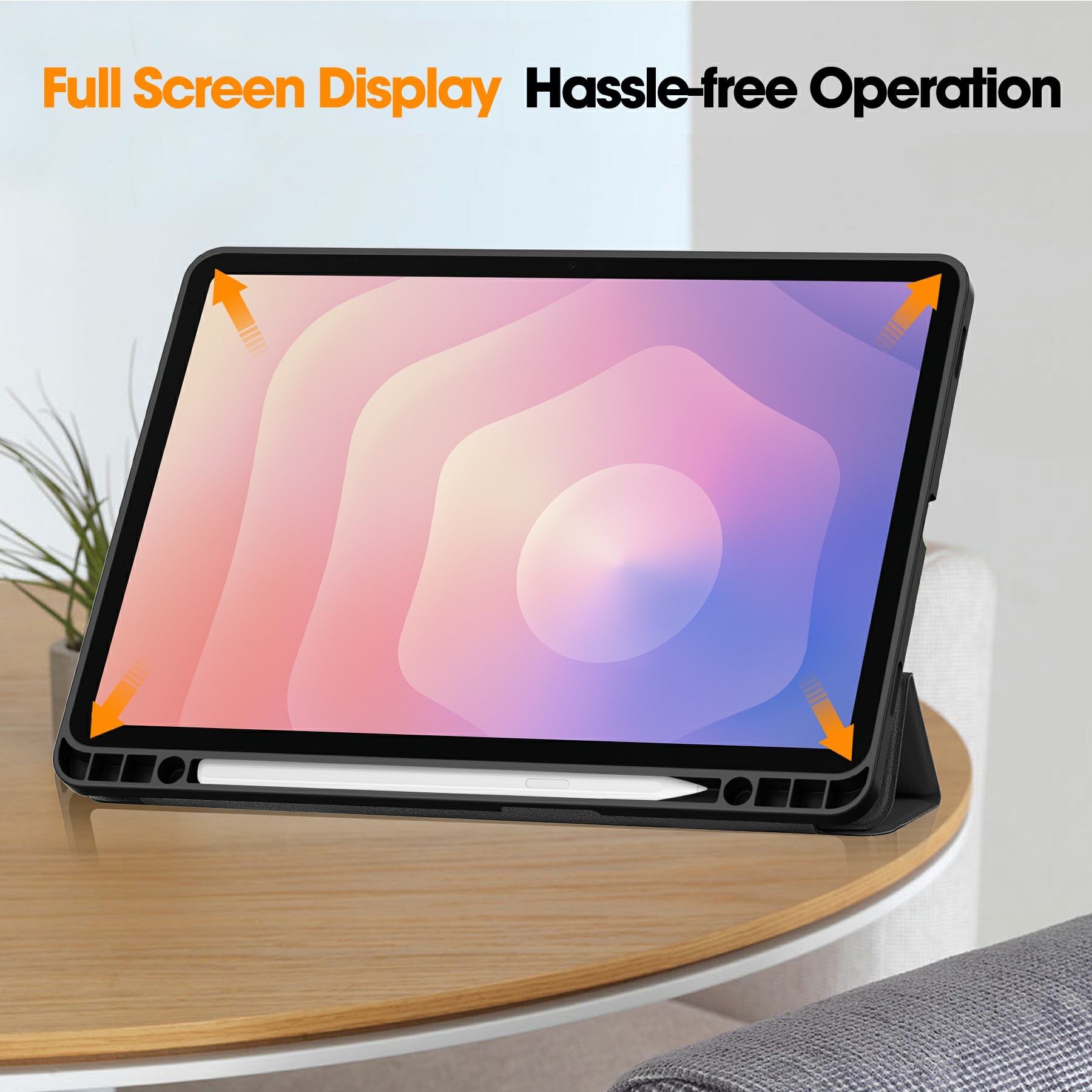 Samsung Galaxy Tab S11 Etui Tri-fold Pencil-holder Svart
