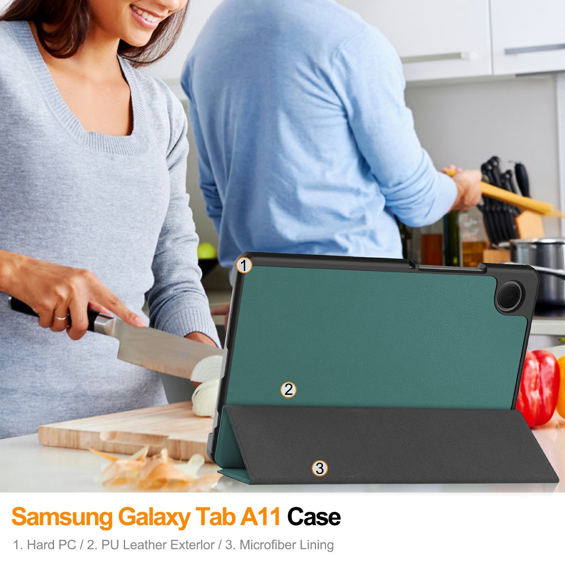 Etui Tri-fold Samsung Galaxy Tab A11 Grønn