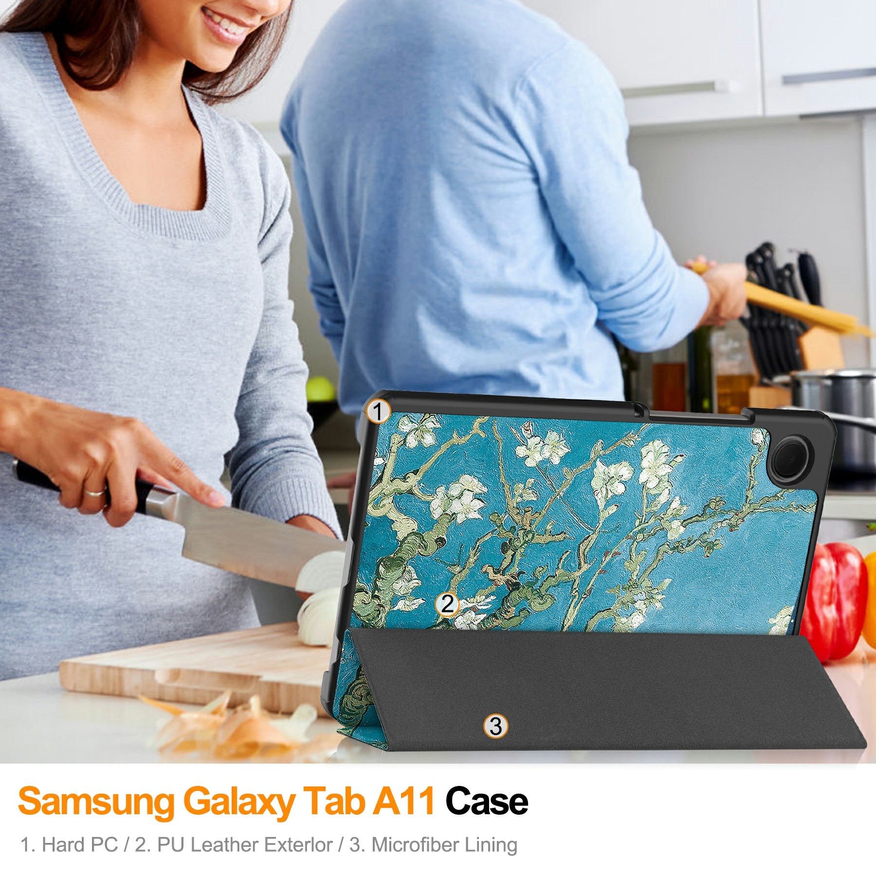 Etui Tri-fold Samsung Galaxy Tab A11 - Kirsebærblomster
