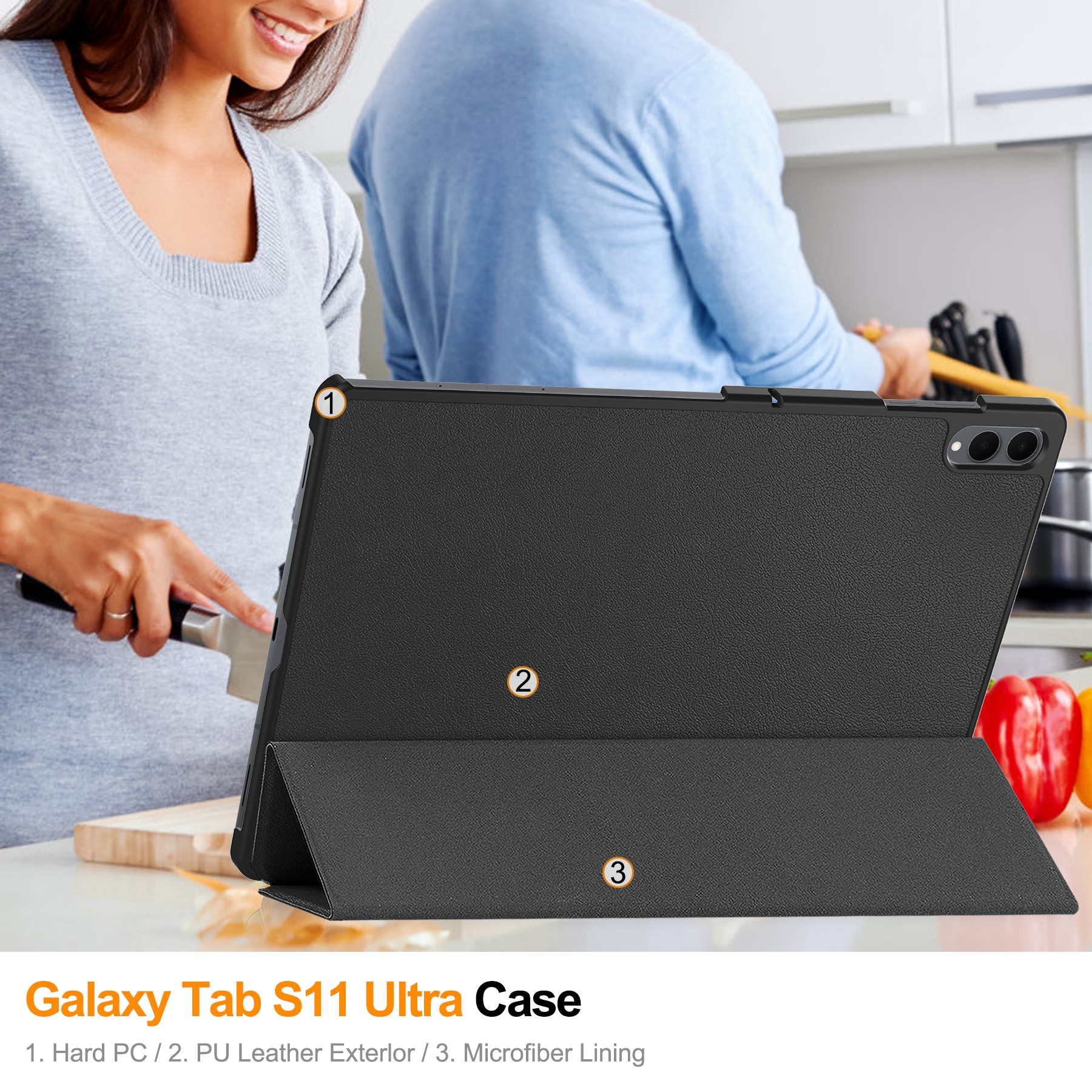 Etui Tri-fold Samsung Galaxy Tab S11 Ultra Svart