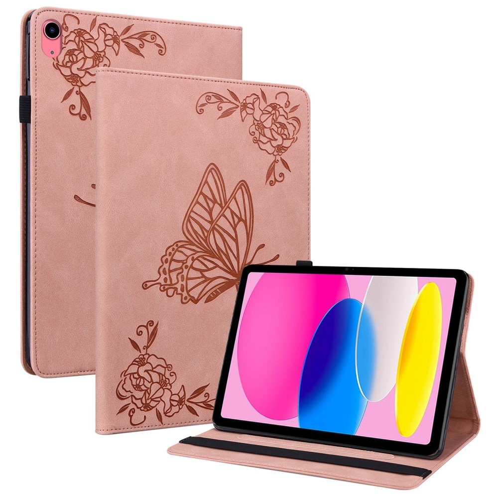Lærveske Sommerfugler iPad 10.9 2022 (10th gen) rosa