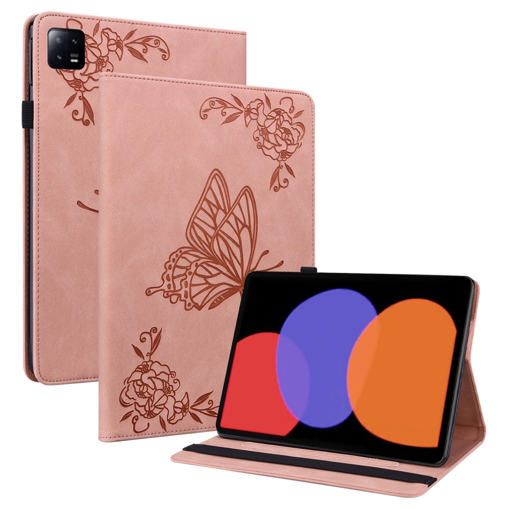 Lærveske Sommerfugler Xiaomi Pad 6 rosa