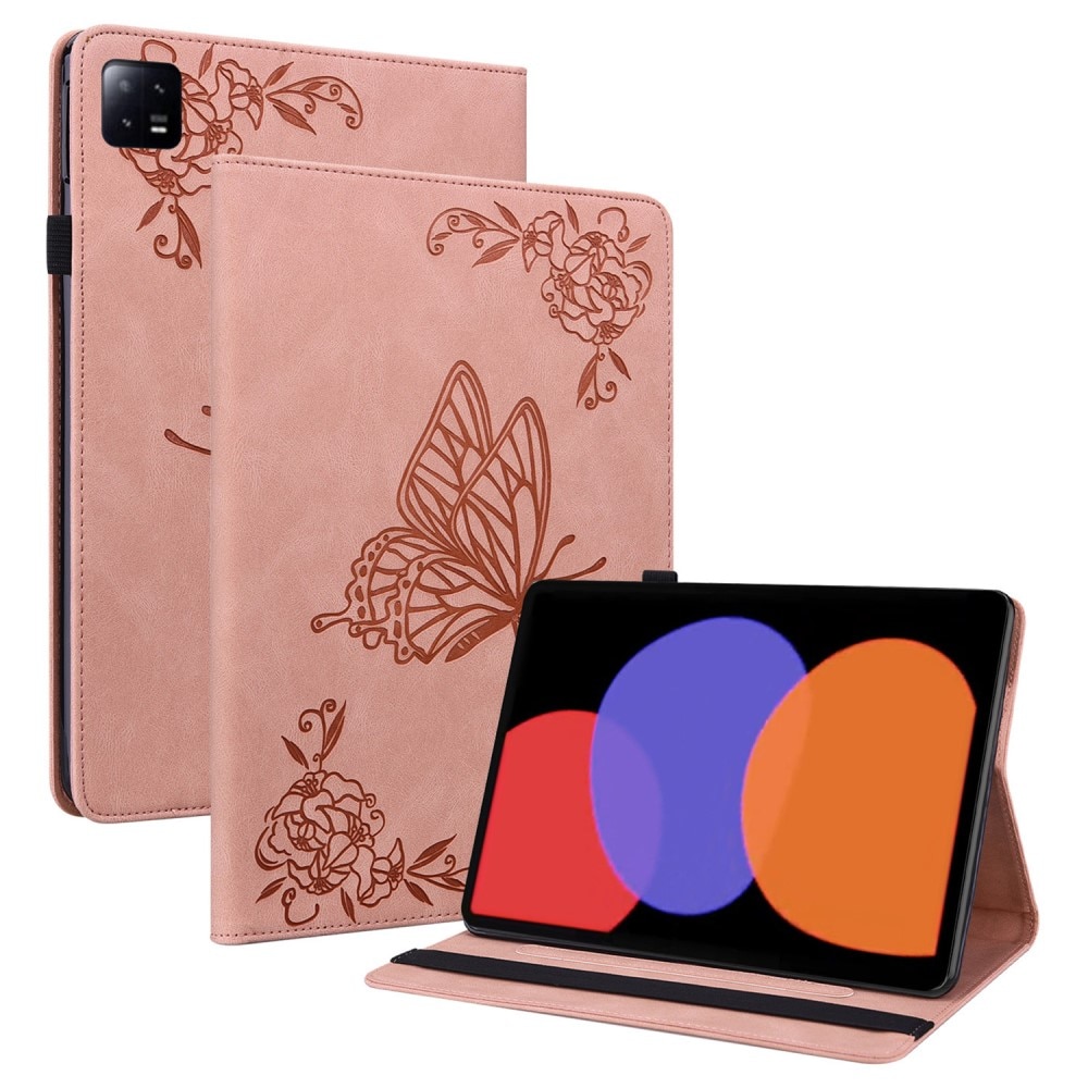 Lærveske Sommerfugler Xiaomi Pad 6 Rosa
