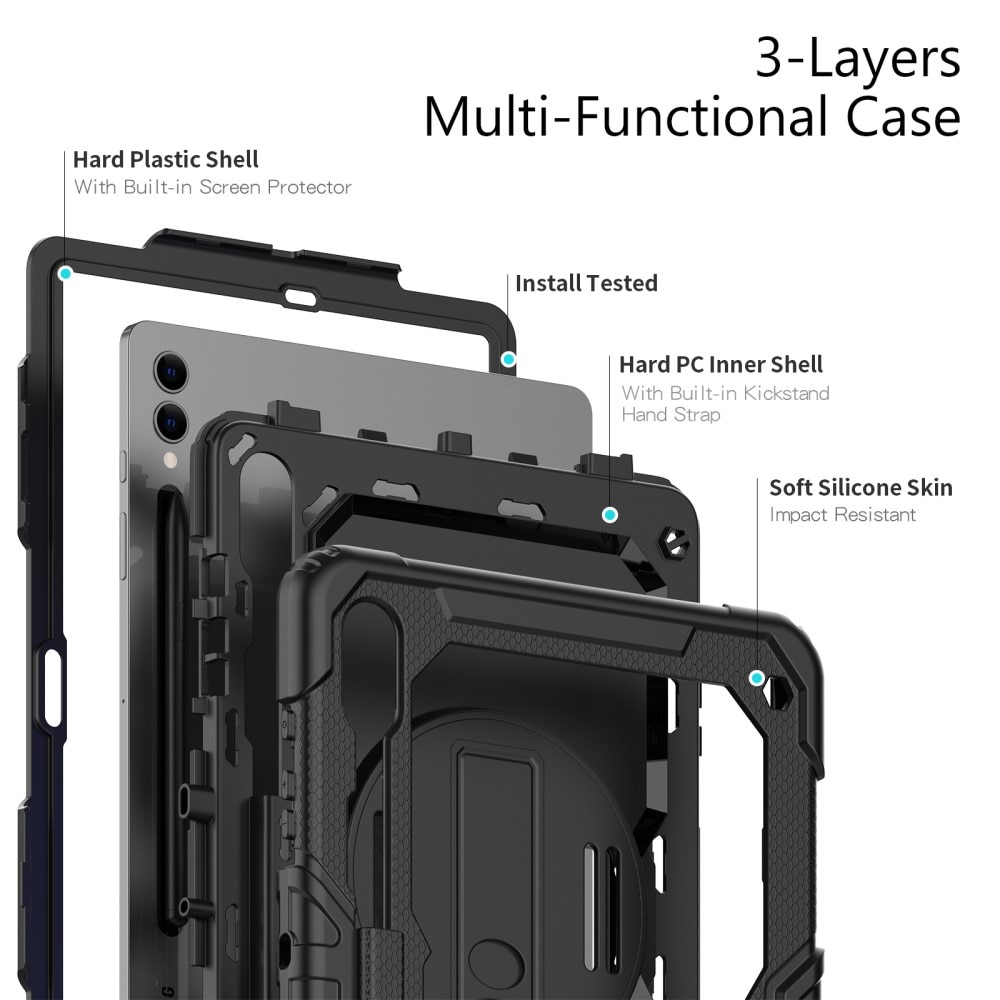 Støtsikker Full Protection Hybriddeksel Samsung Galaxy Tab S9 Plus svart