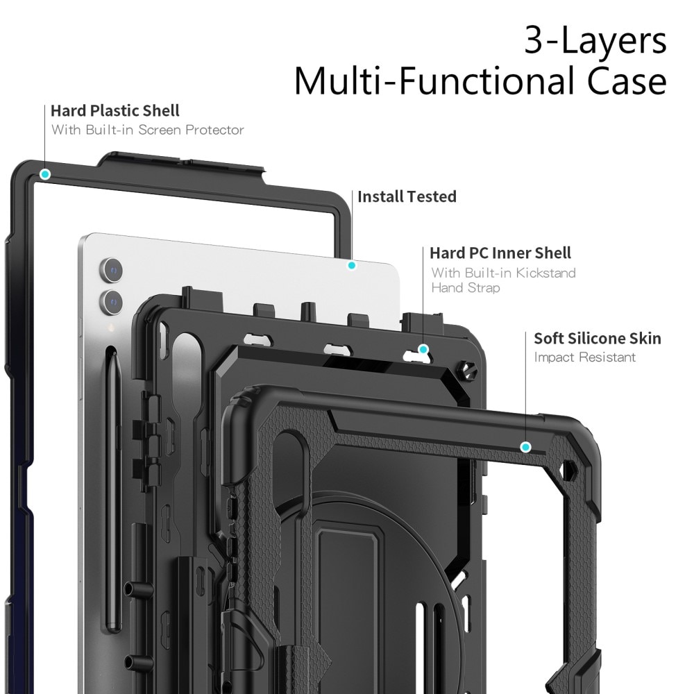 Støtsikker Full Protection Hybriddeksel Samsung Galaxy Tab S9 Ultra svart