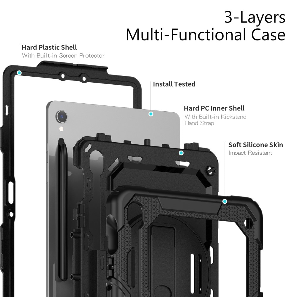 Støtsikker Full Protection Hybriddeksel Samsung Galaxy Tab S9 svart