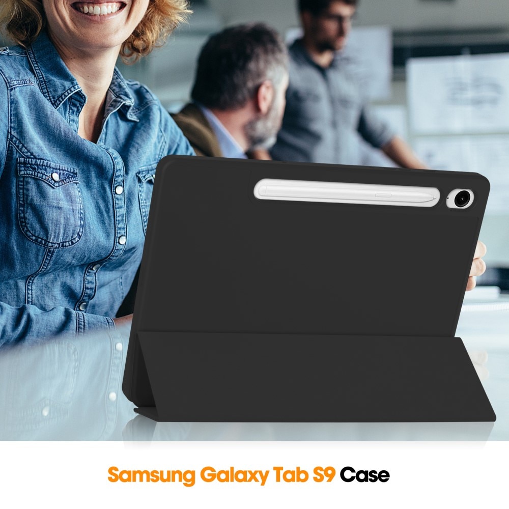 Samsung Galaxy Tab S9 FE Etui Tri-fold Pencil-holder svart
