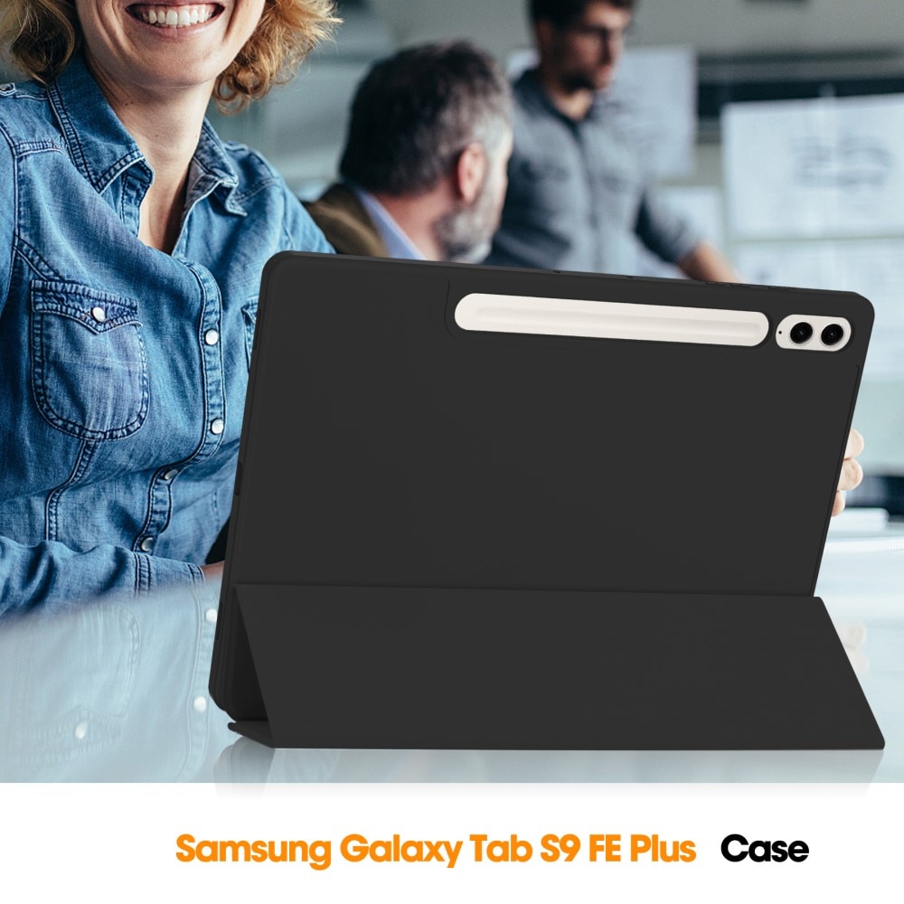 Samsung Galaxy Tab S9 FE Plus Etui Tri-fold Pencil-holder svart