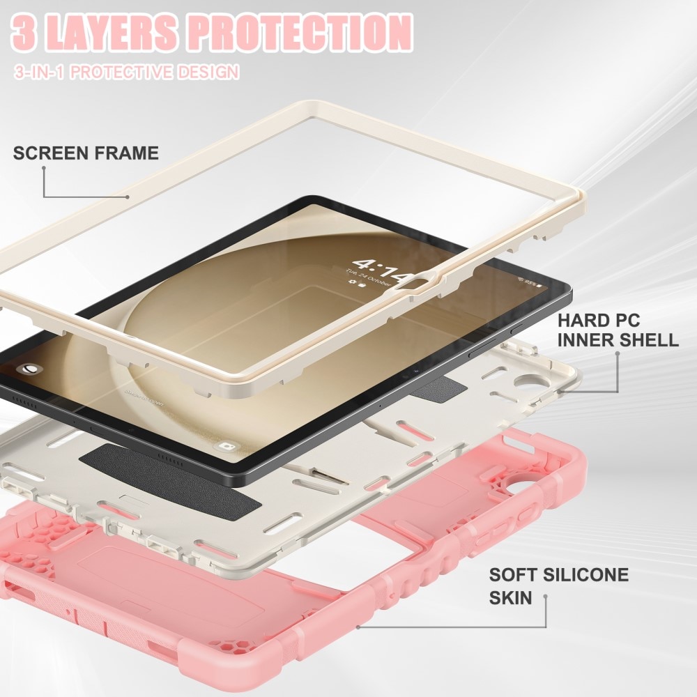 Støtsikker Hybriddeksel Kickstand Samsung Galaxy Tab A9 Plus rosa