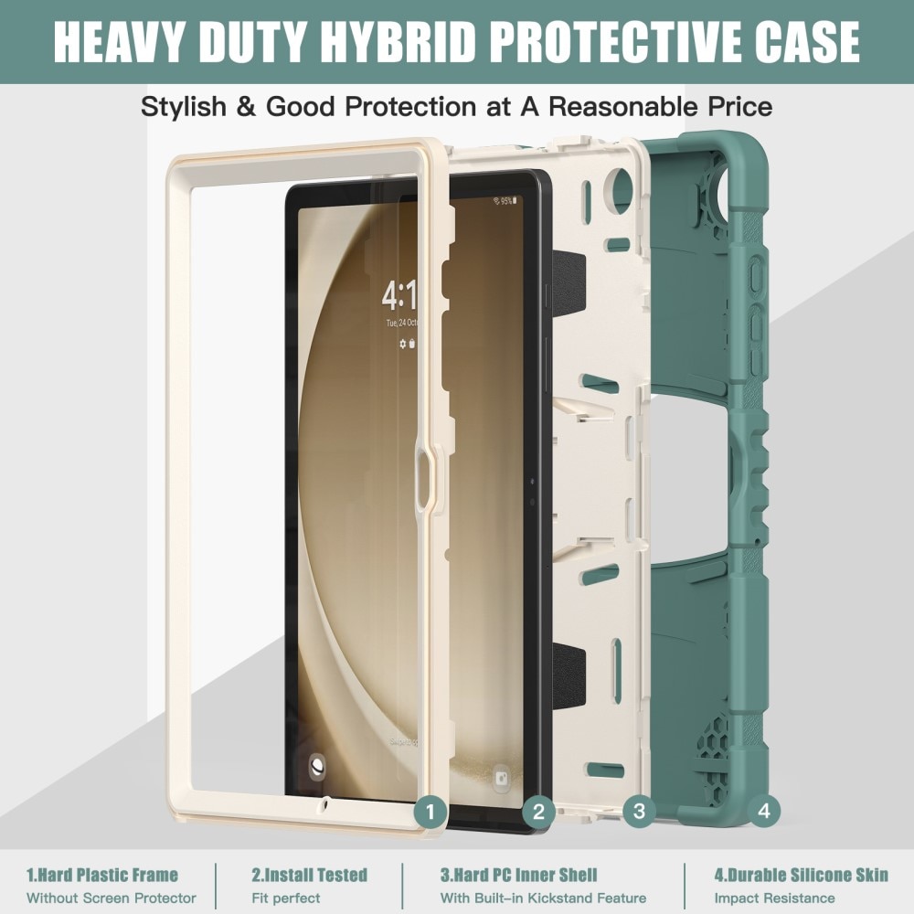 Støtsikker Hybriddeksel Kickstand Samsung Galaxy Tab A9 Plus grønn