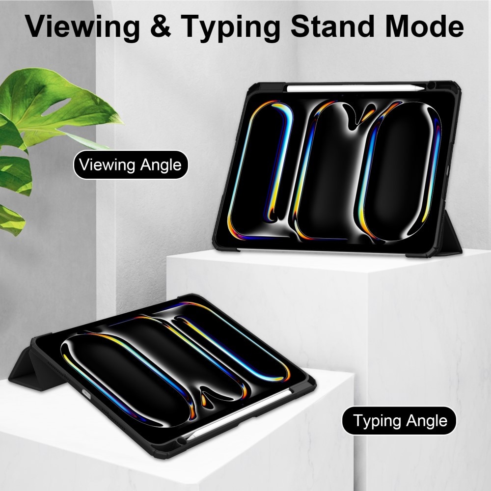 Apple iPad Pro 11 5th Gen (2024) Etui Tri-fold Pencil-holder Svart/gjennomsiktig