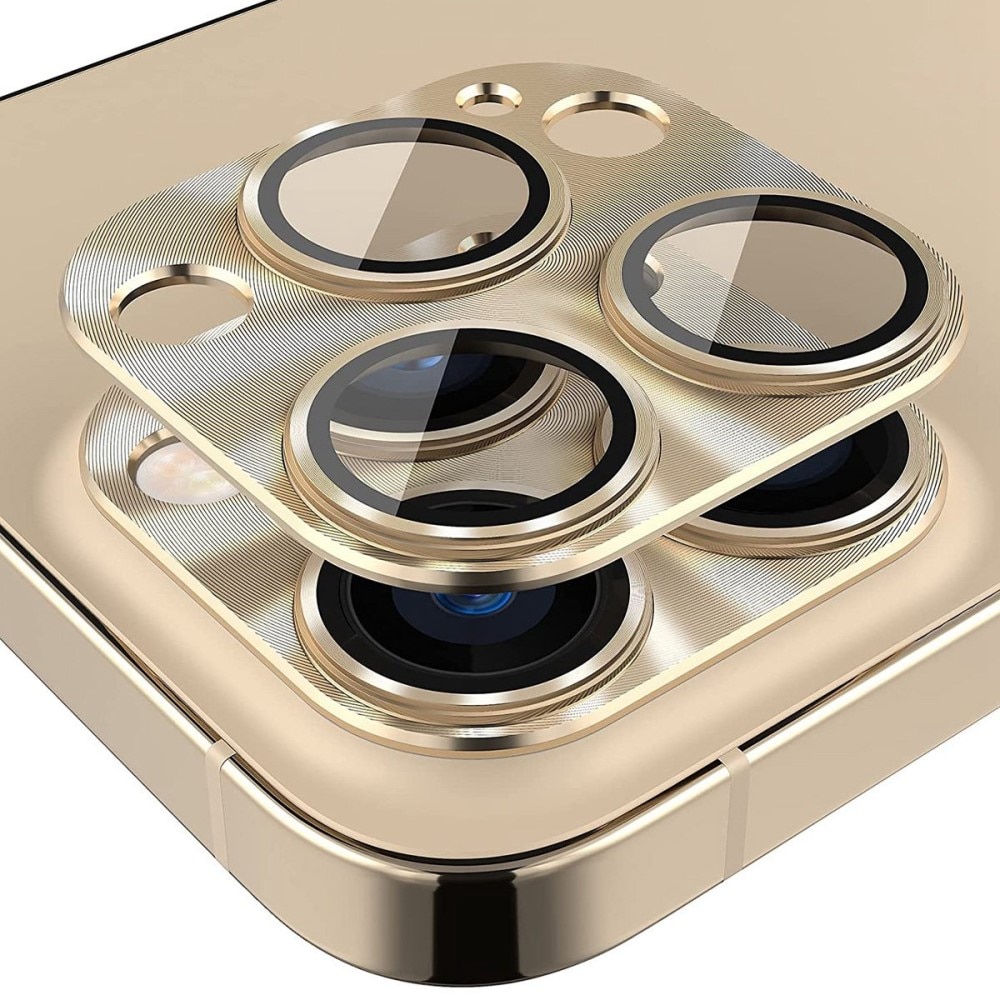 Kamerabeskyttelse Aluminium+Herdet Glass iPhone 14 Pro/14 Pro Max gull