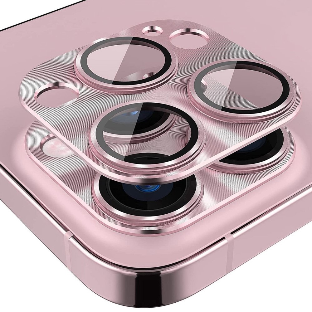 Kamerabeskyttelse Aluminium+Herdet Glass iPhone 14 Pro rosa