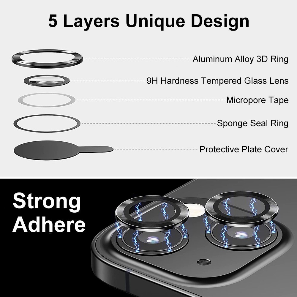 Linsebeskyttelse  Aluminium iPhone 14 svart