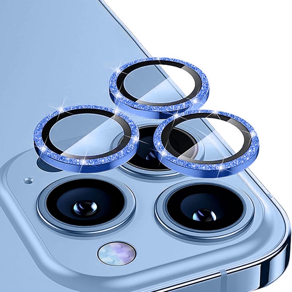 Glitter Linsebeskyttelse Aluminium iPhone 14 Pro/14 Pro Max blå