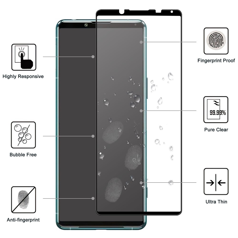 Heldekkende Skjermbeskytter Herdet Glass Sony Xperia 5 IV svart