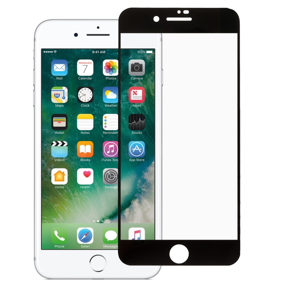 Heldekkende Skjermbeskytter Herdet Glass iPhone 7 Plus/8 Plus svart