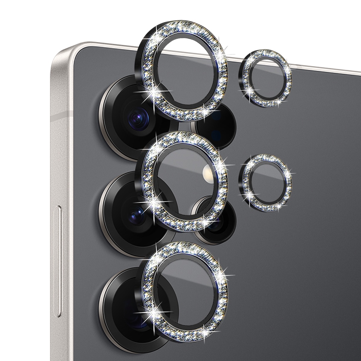 Linsebeskytter Glitter Herdet Glass Samsung Galaxy S25 Ultra Svart