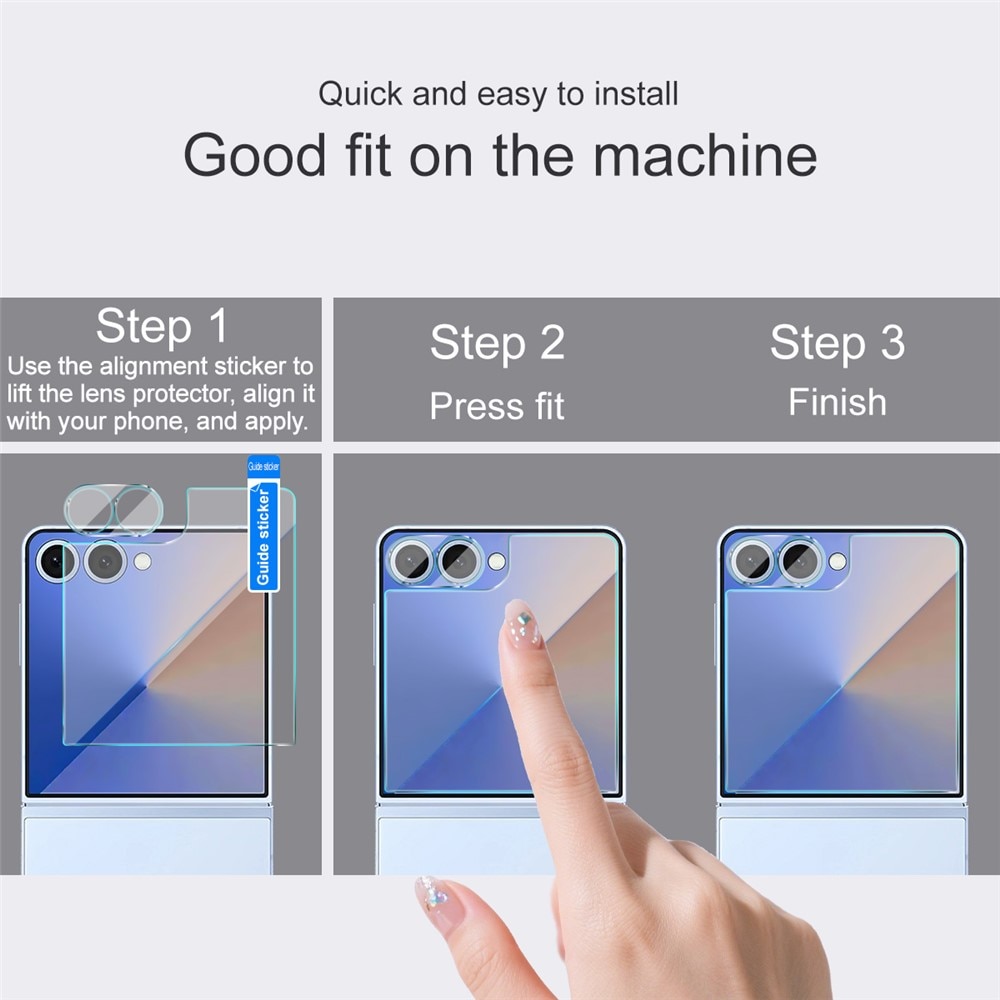 Herdet Glass Linsebeskyttelse + Skjermbeskytter Samsung Galaxy Z Flip 7 Gjennomsiktig