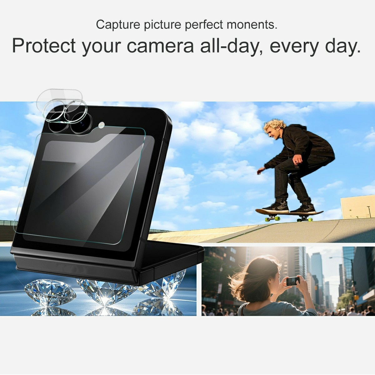 Herdet Glass Linsebeskyttelse + Skjermbeskytter Samsung Galaxy Z Flip 7 FE Gjennomsiktig
