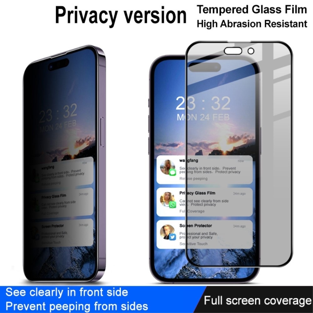 Heldekkende Privacy Skjermbeskytter iPhone 14 Pro