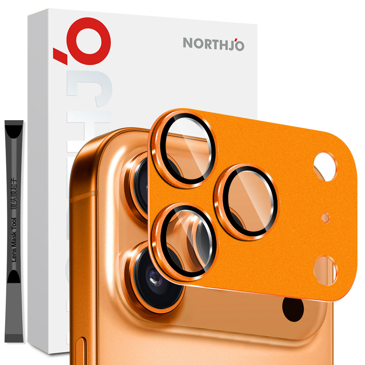 Kamerabeskyttelse Herdet Glass Metall iPhone 17 Pro Oransje