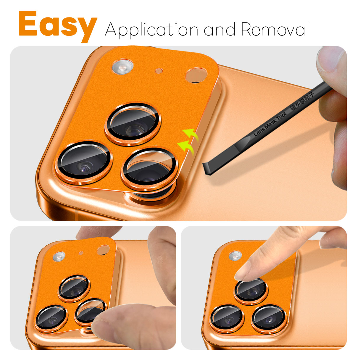 Kamerabeskyttelse Herdet Glass Metall iPhone 17 Pro Oransje