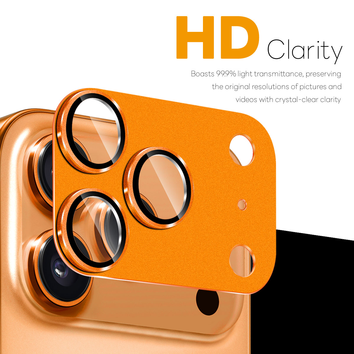 Kamerabeskyttelse Herdet Glass Metall iPhone 17 Pro Max Oransje