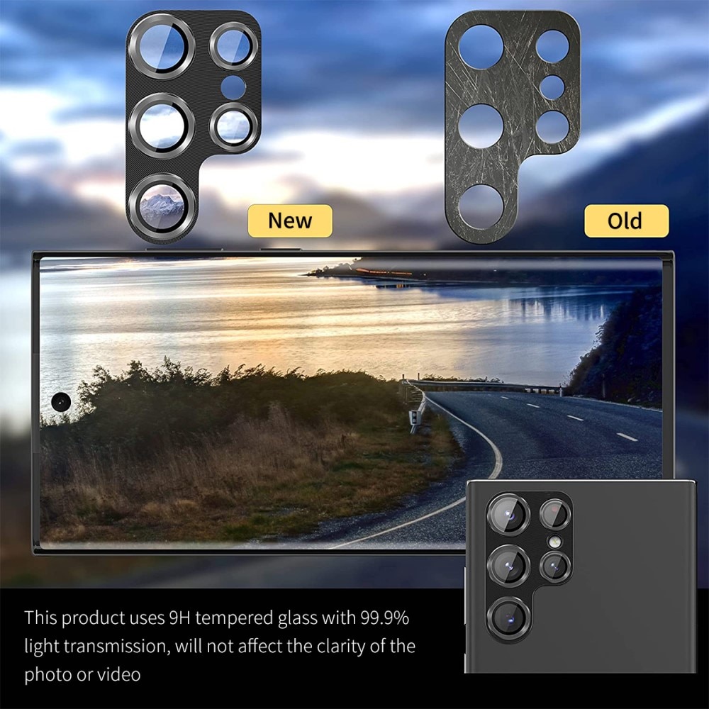 Kamerabeskyttelse Aluminium+Herdet Glass Samsung Galaxy S23 Ultra svart