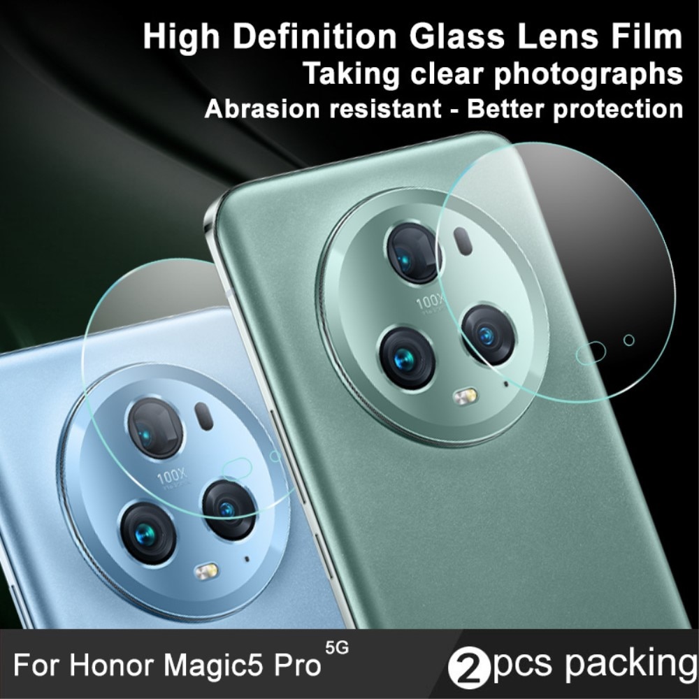 2-pack Herdet Glass Linsebeskyttelse Honor Magic5 Pro gjennomsiktig
